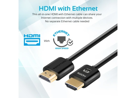 Promate ProLink4K2-500 HDMI Cable 5M, Universal Ultra High-Speed 4K UHD Resolution HDMI Cable with 3D Video and Ethernet Support for Laptops